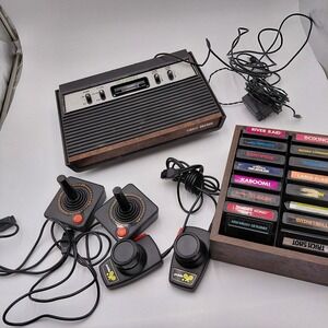 Vtg Sears Tele Games Console Lot Atari 2600 Games Paddles Joy Sticks Donkey Kong